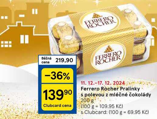 Ferrero Rocher Pralinky s polevou z mléčné čokolády, 200 g