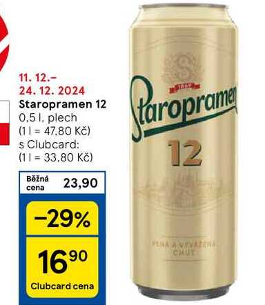 Staropramen 12, 0.5 1. plech 