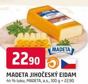 MADETA JIHOČESKÝ EIDAM 44% tuku, 100 g