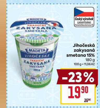 Jihočeská zakysaná smetana 15% 180 g