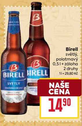 Birell světlý, polotmavý 0,5l