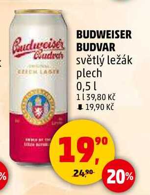 BUDWEISER BUDVAR plech, 0,5 l 