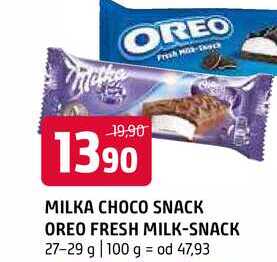 Milka Choco snack oreo fresh milk snack 27 29g vybrané druhy