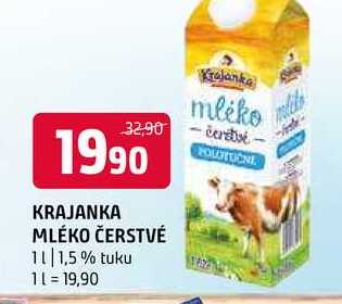 Krajanka mléko čerstve 1l 1,5% tuku