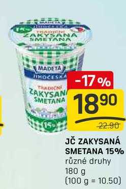 JČ ZAKYSANÁ SMETANA 15% různé druhy 180 g 