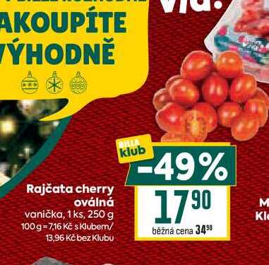 Rajčata cherry oválná vanička, 1 ks, 250 g 