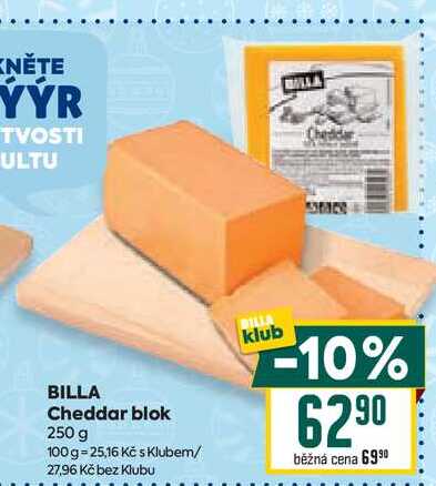 BILLA Cheddar blok 250 g