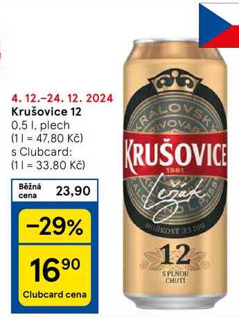 Krušovice 12, 0.5 l. plech 