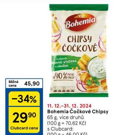 Bohemia Čočkové Chipsy, 65 g