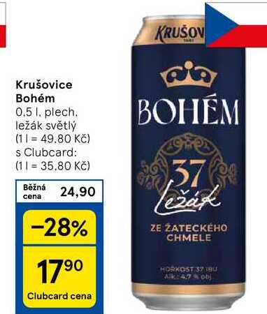 Krušovice Bohém, 0.5 l. plech