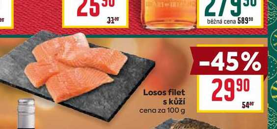 Losos filet s kůží cena za 100g