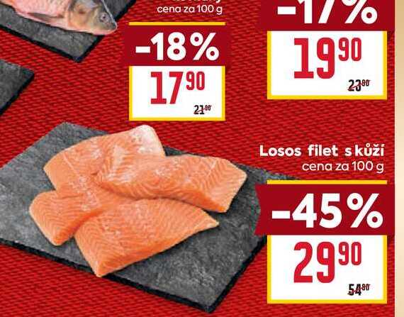 Losos filet s kůží cena za 100 g 