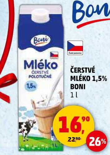 ČERSTVÉ MLÉKO 1,5% BONI, 1 l