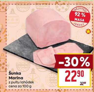 Šunka Marina z pultu lahůdek cena za 100g