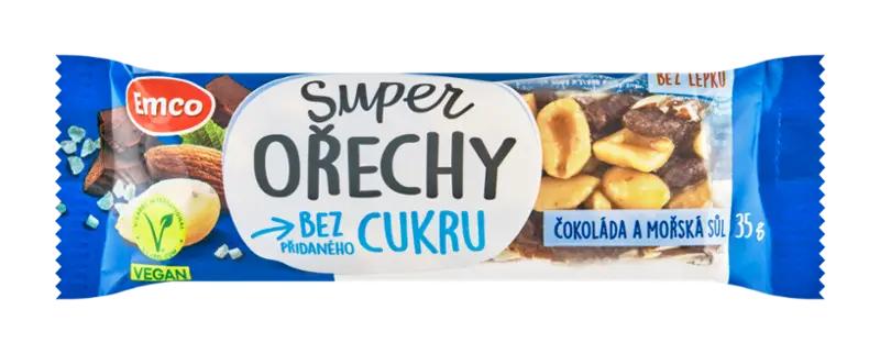 Emco Tyčinka Super ořechy čokoláda a mořská sůl, 35 g v akci