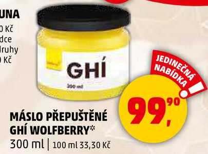 MÁSLO PŘEPUŠTĚNÉ GHÍ WOLFBERRY, 300 ml  v akci