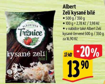 Albert Zelí kysané bílé, 500 g/350 g