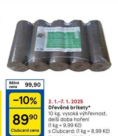 Dřevěné brikety, 10 kg. vysoká výhřevnost