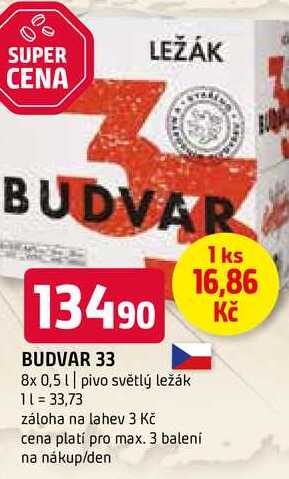 Budweiser Budvar B:Original Pivo světlý ležák 8 x 0,5l