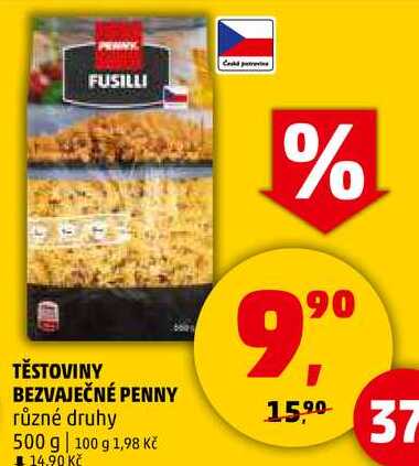 TĚSTOVINY BEZVAJEČNÉ PENNY různé druhy, 500 g