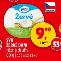 SÝR ŽERVÉ BONI různé druhy, 80 g 