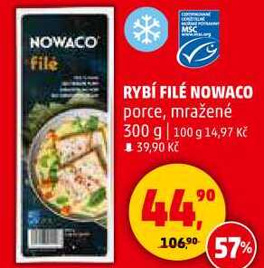 RYBÍ FILÉ NOWACO porce, mražené, 300 g