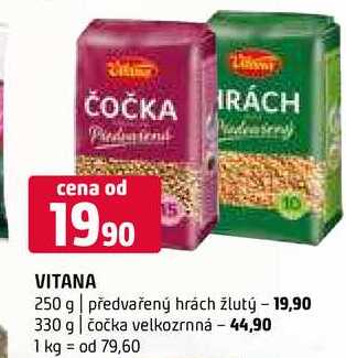 Vitana předvařený hrách žlutý250g čočka velkozrnná 330g