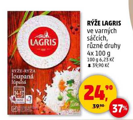 RÝŽE LAGRIS ve varných sáčcích, různé druhy, 4x 100 g 