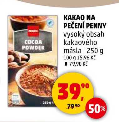 KAKAO NA PEČENÍ PENNY vysoký obsah kakaového másla, 250 g