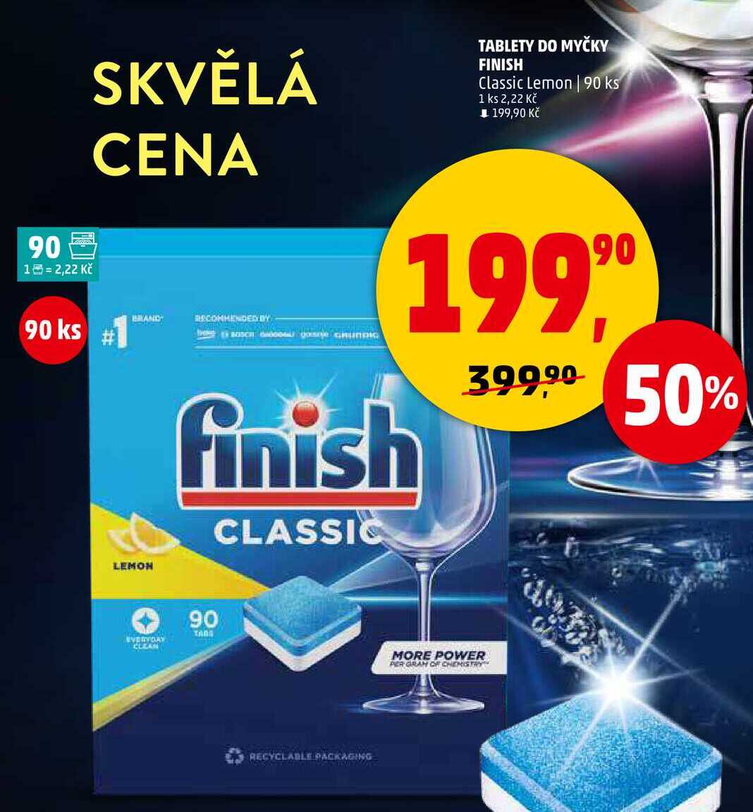 TABLETY DO MYČKY FINISH Classic Lemon, 90 ks 