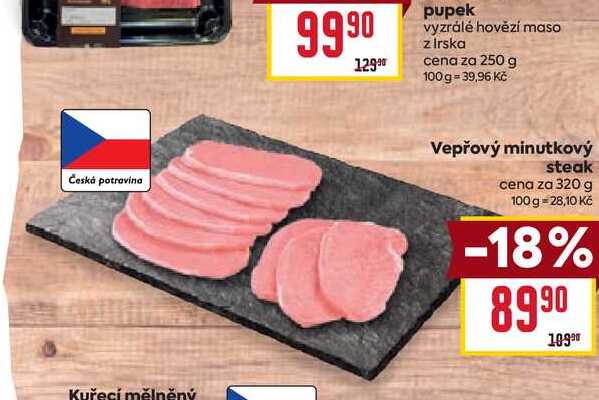 Vepřový minutkový steak cena za 320 g