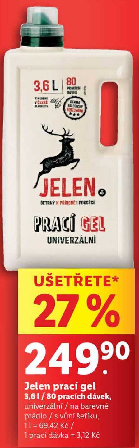 Jelen prací gel, 3,6 l/80 pracích dávek