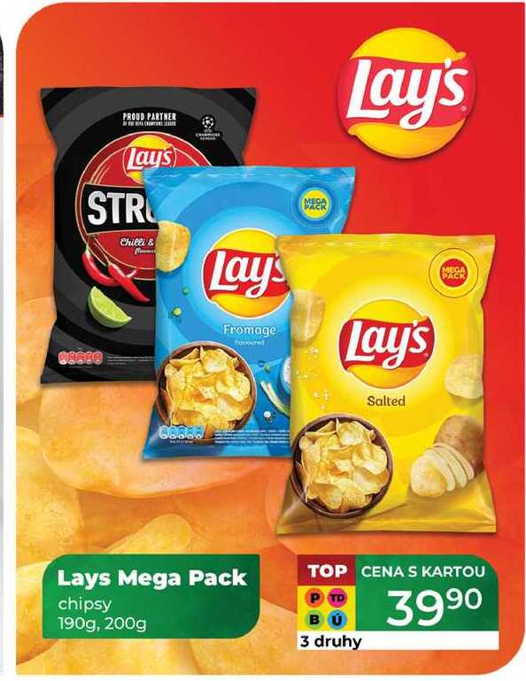 Lays Mega Pack chipsy 190g, 200g 