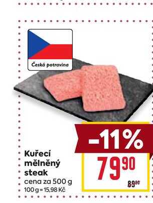 Kuřecí mělněný steak cena za 500 g 