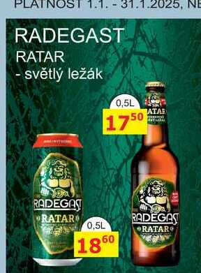 RADEGAST RATAR - světlý ležák 0,5L PLECH