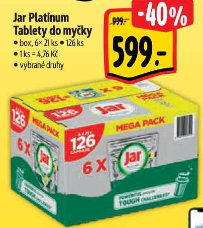 Jar Platinum Tablety do myčky, 126 ks