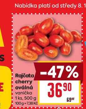 Rajčata cherry oválná vanička 1 ks, 500 g 