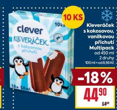 Kleveráček s kokosovou, vanilkovou příchutí Multipack od 450 ml