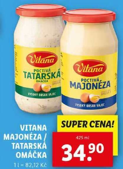 VITANA MAJONÉZA/TATARSKÁ OMÁČKA, 425 ml