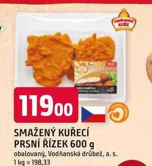 SMAŽENÝ KUŘECÍ PRSNÍ ŘÍZEK 600 g