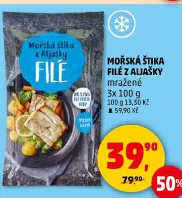 MOŘSKÁ ŠTIKA FILÉ Z ALJAŠKY mražené, 3x 100 g 