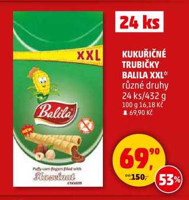 KUKUŘIČNÉ TRUBIČKY BALILA XXL různé druhy, 24 ks/432 g 