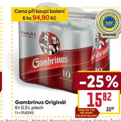 Gambrinus Originál 6x 0,51, plech 