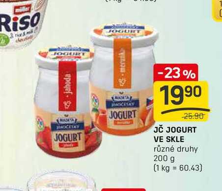 JČ JOGURT VE SKLE různé druhy 200 g 