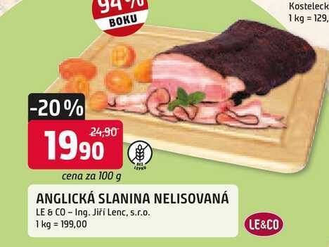 ANGLICKÁ SLANINA NELISOVANÁ 100g