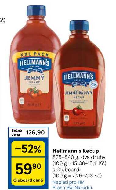 Hellmann's Kečup, 825-840 g, dva druhy