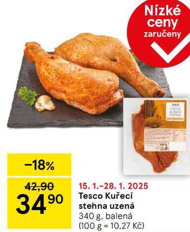 Tesco Kuřecí stehna uzená, 340 g. balená 