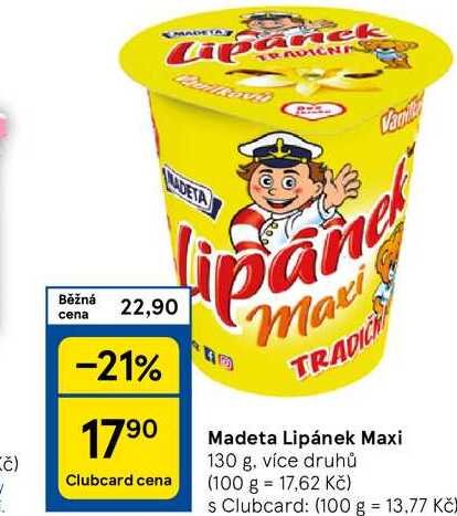 Madeta Lipánek Maxi, 130 g. více druhů