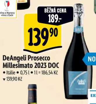 DeAngeli Prosecco Millesimato 2023 DOC, 0,75 l