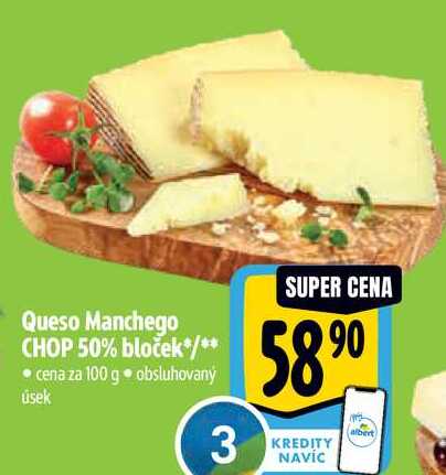 Queso Manchego CHOP 50% bloček, cena za 100 g